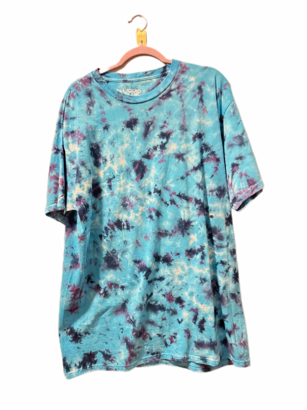 Liquid Blue Men Turquoise and purple Tie Dye Short Sleeve Tee Shirt